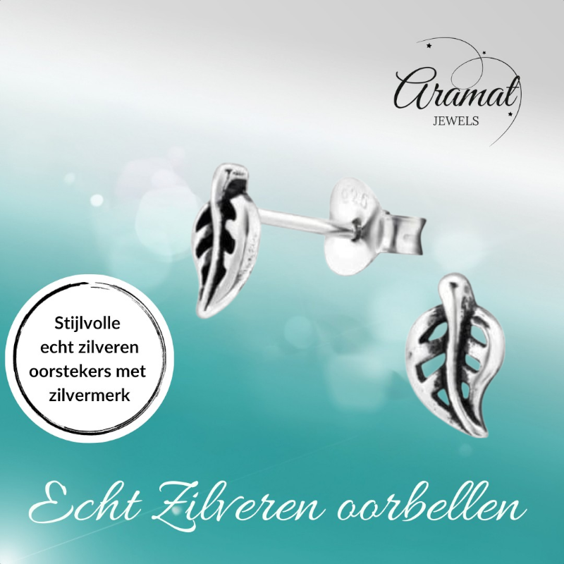 Silver Leaf Earrings Antique Look – 7x4mm