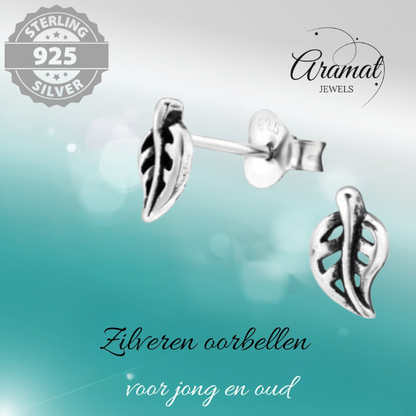 Silver Leaf Earrings Antique Look – 7x4mm