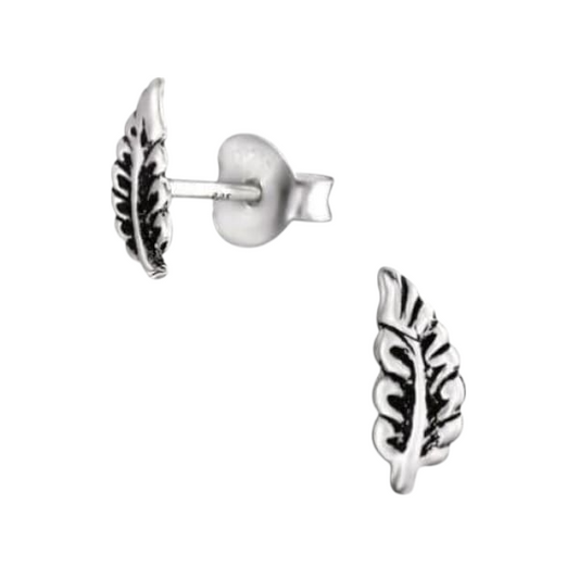 Silver Leaf Earrings Antique Look – 8x3mm