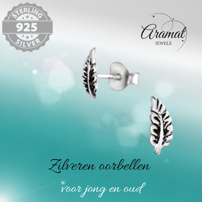 Silver Leaf Earrings Antique Look – 8x3mm
