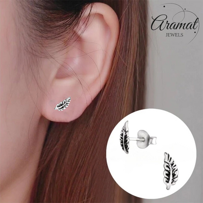 Silver Leaf Earrings Antique Look – 8x3mm