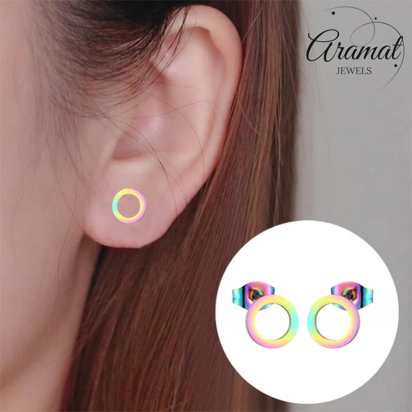 Open Circle Earrings Multicolor – 9mm