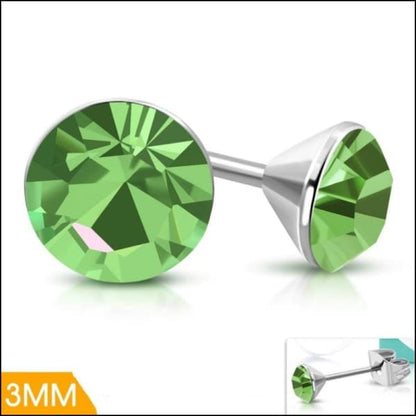 Light Green Mini Stud Earrings – 3mm – Stainless Steel