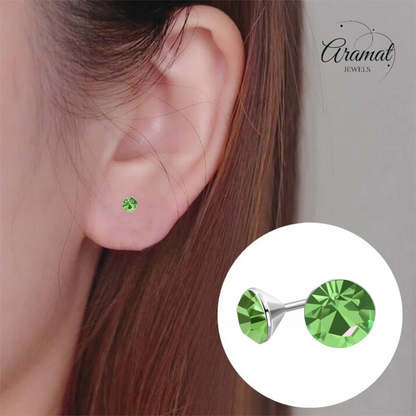 Light Green Mini Stud Earrings – 3mm – Stainless Steel