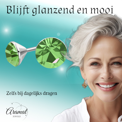 Light Green Mini Stud Earrings – 3mm – Stainless Steel