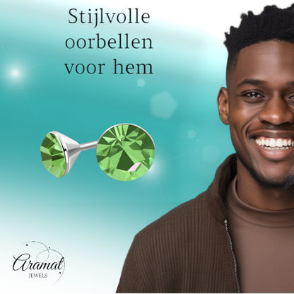 Light Green Mini Stud Earrings – 3mm – Stainless Steel