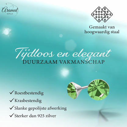 Light Green Mini Stud Earrings – 3mm – Stainless Steel