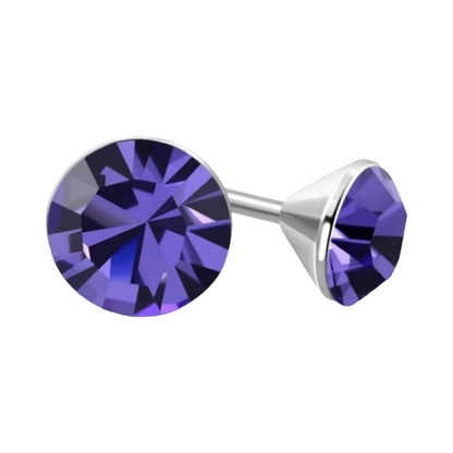 Mini Stud Earrings Violet Purple – 3mm – Stainless Steel