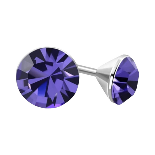 Mini Stud Earrings Violet Purple – 3mm – Stainless Steel