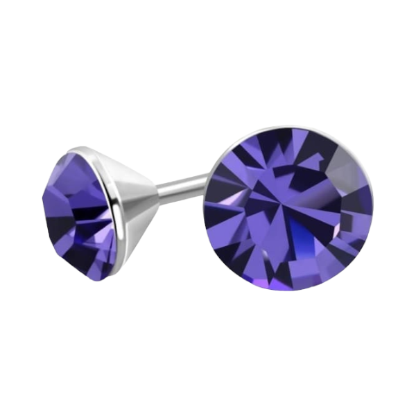 Mini Stud Earrings Violet Purple – 3mm – Stainless Steel