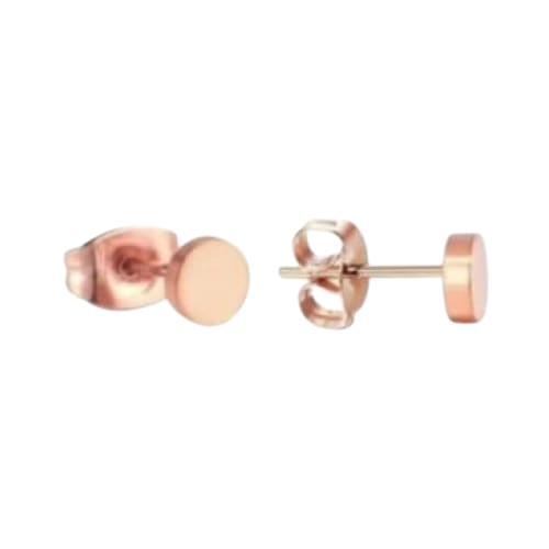 Rose-colored Round Ear Studs Stainless Steel 5mm