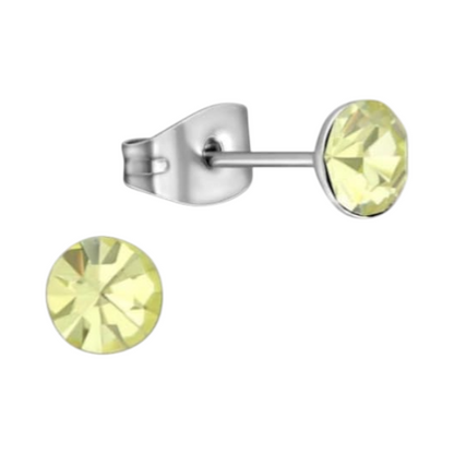 Steel Crystal Earrings with jonquil stone – Silver color – 5mm