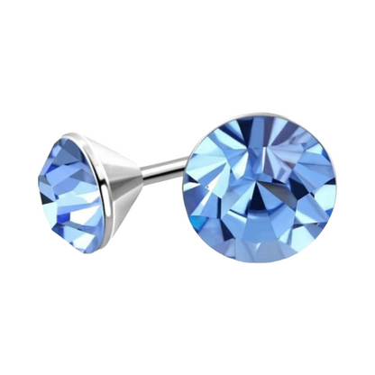 Steel Crystal Earrings with light blue stone – Silver color – 3mm