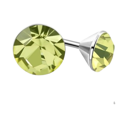 Light Green Mini Crystal Earrings – 3mm – Stainless Steel