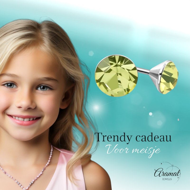 Light Green Mini Crystal Earrings – 3mm – Stainless Steel