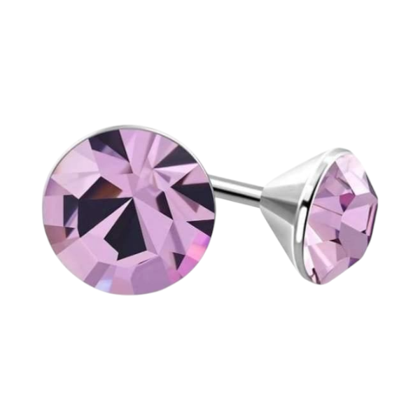 Purple Crystal Stud Earrings – 3mm – Stainless Steel
