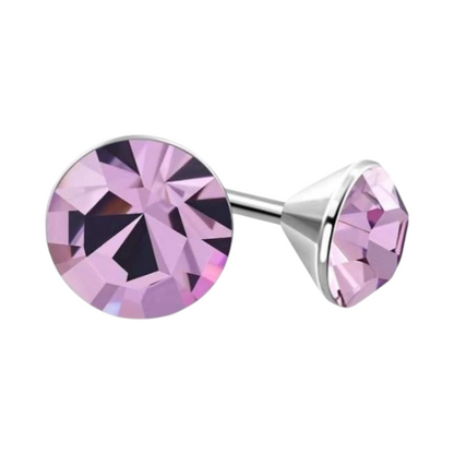 Purple Crystal Stud Earrings – 3mm – Stainless Steel