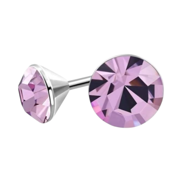 Purple Crystal Stud Earrings – 3mm – Stainless Steel