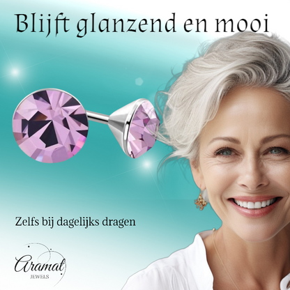 Purple Crystal Stud Earrings – 3mm – Stainless Steel