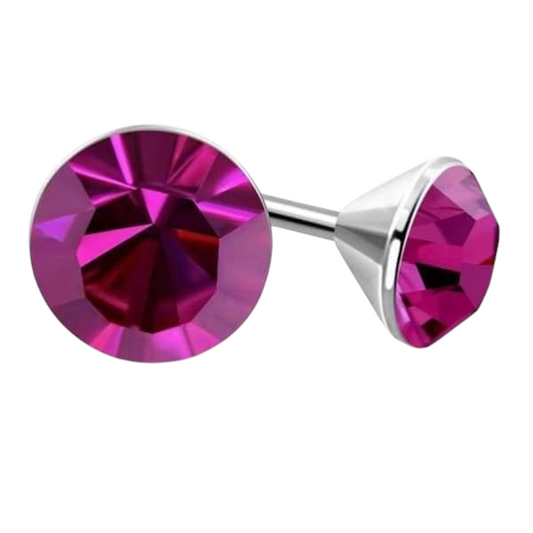 Pink Mini Crystal Earrings – 3mm – Stainless Steel