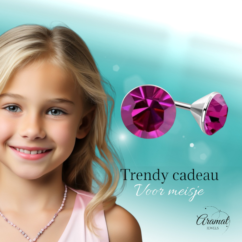 Pink Mini Crystal Earrings – 3mm – Stainless Steel