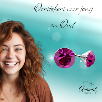 Pink Mini Crystal Earrings – 3mm – Stainless Steel