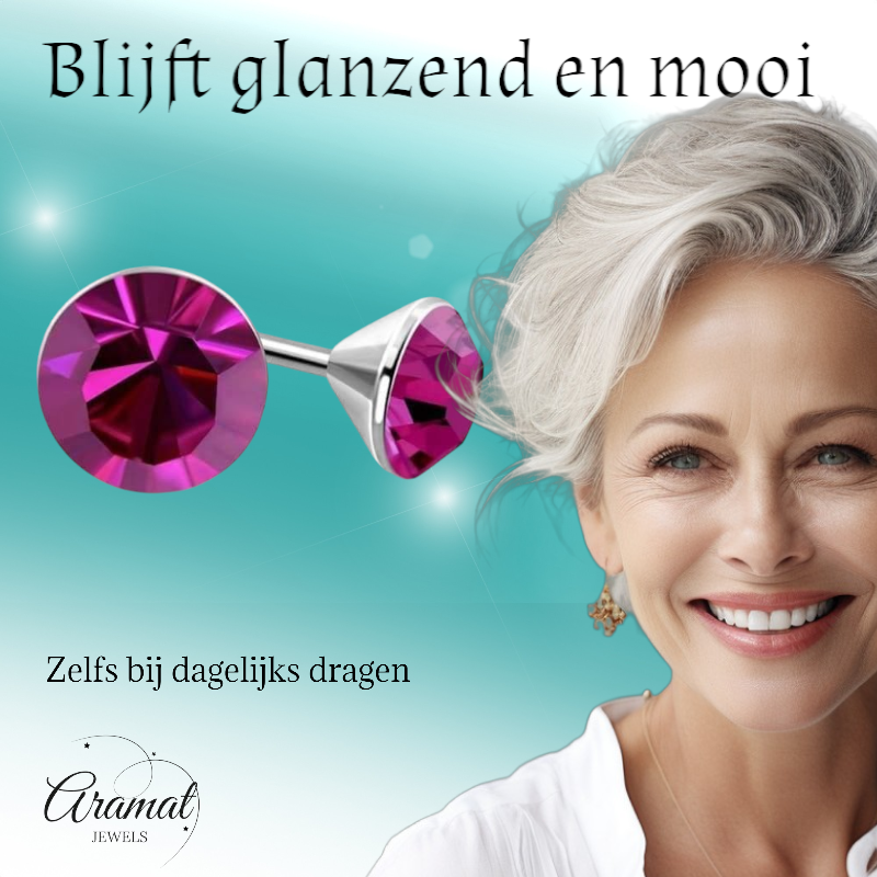 Pink Mini Crystal Earrings – 3mm – Stainless Steel