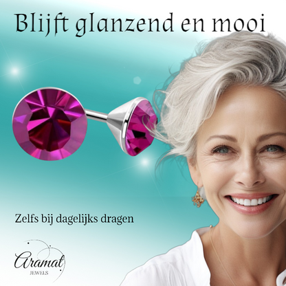 Pink Mini Crystal Earrings – 3mm – Stainless Steel