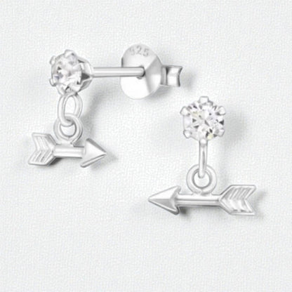 Oorbellen – Zilver Hanger Pijl Kristal (9x10mm) - Aramat Jewels - Oorbellen - cadeautip