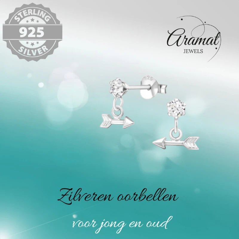 Oorbellen – Zilver Hanger Pijl Kristal (9x10mm) - Aramat Jewels - Oorbellen - cadeautip