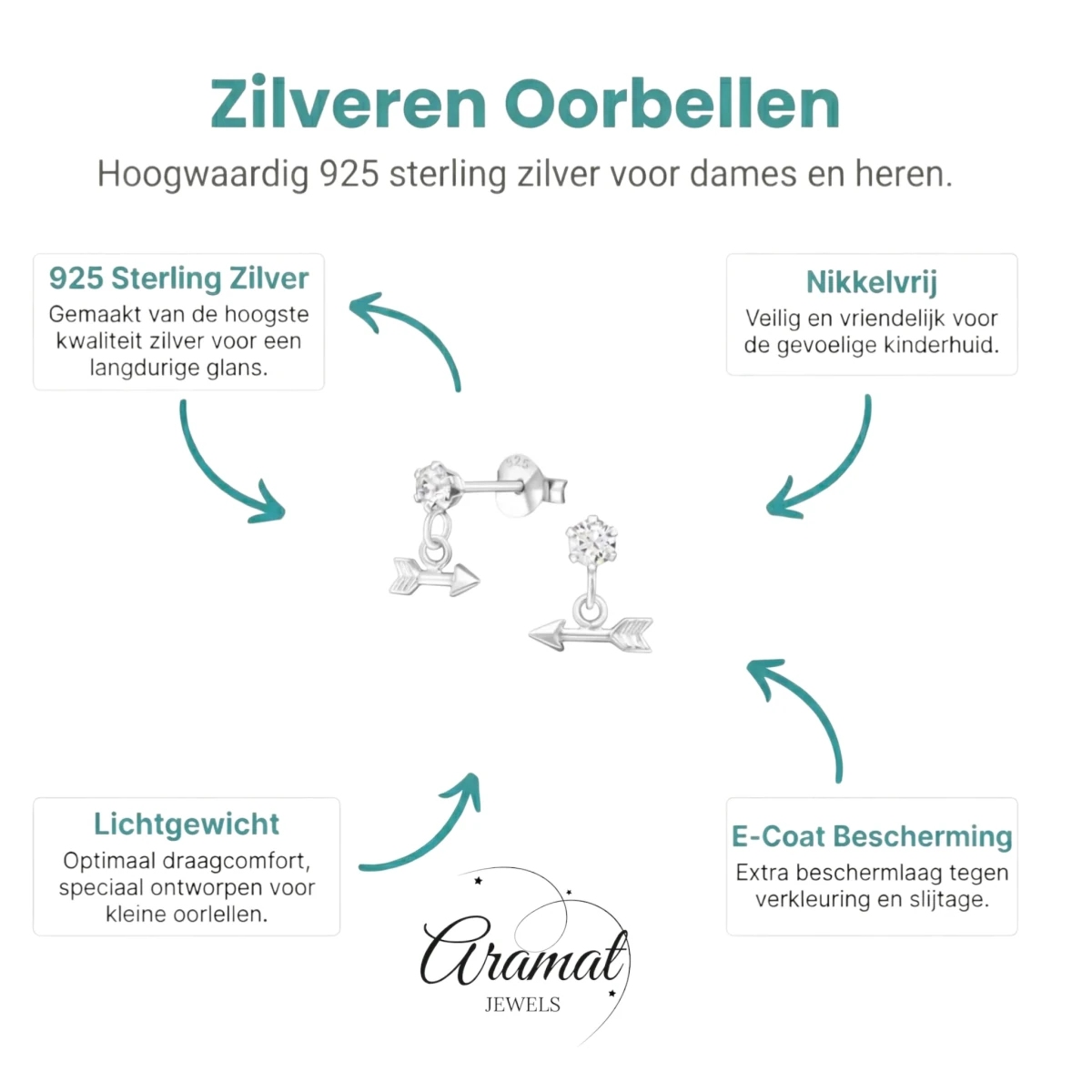 Oorbellen – Zilver Hanger Pijl Kristal (9x10mm) - Aramat Jewels - Oorbellen - cadeautip