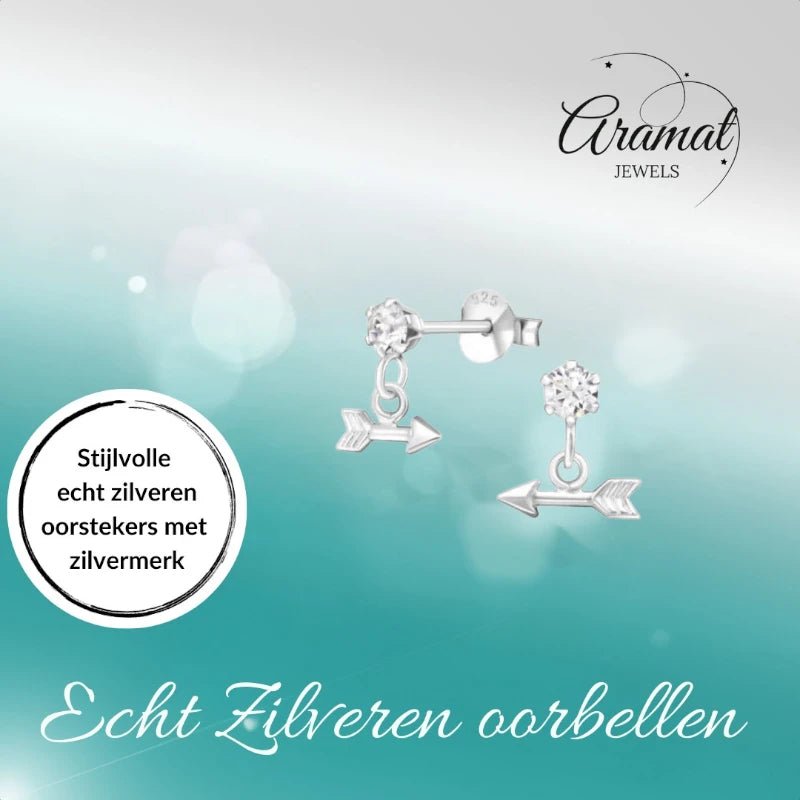 Oorbellen – Zilver Hanger Pijl Kristal (9x10mm) - Aramat Jewels - Oorbellen - cadeautip