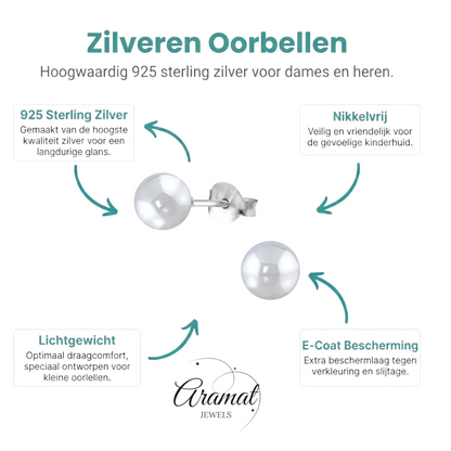 Oorbellen – Zilver Parel Lichtgrijs (6mm) - Aramat Jewels - Oorbellen - cadeautip