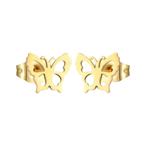 Gold-colored butterfly ear studs 9 mm