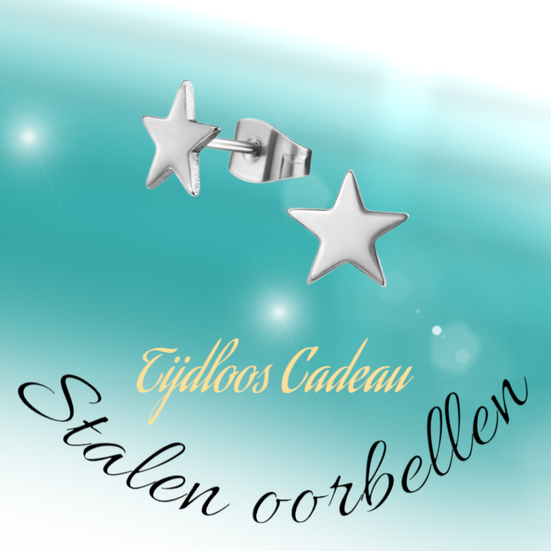 Boucles d'oreilles puces en forme d'étoile, en acier inoxydable argenté – 8 mm scintillantes