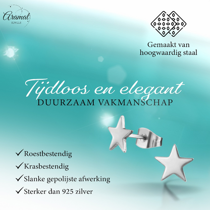 Boucles d'oreilles puces en forme d'étoile, en acier inoxydable argenté – 8 mm scintillantes