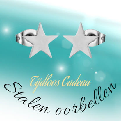 Grandes boucles d'oreilles puces en forme d'étoile argentée – 10 mm