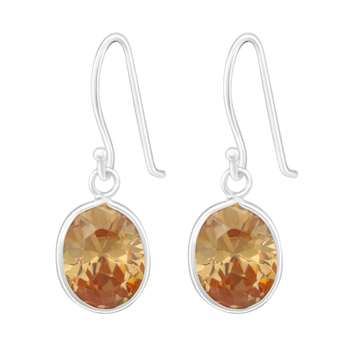 Oorhangers met Ovale Bedel - Champagne Zirkonia - 925 Zilver - oor3447 - 19108 - Oorhangers kopen# - 20cm - 925 Zilver
