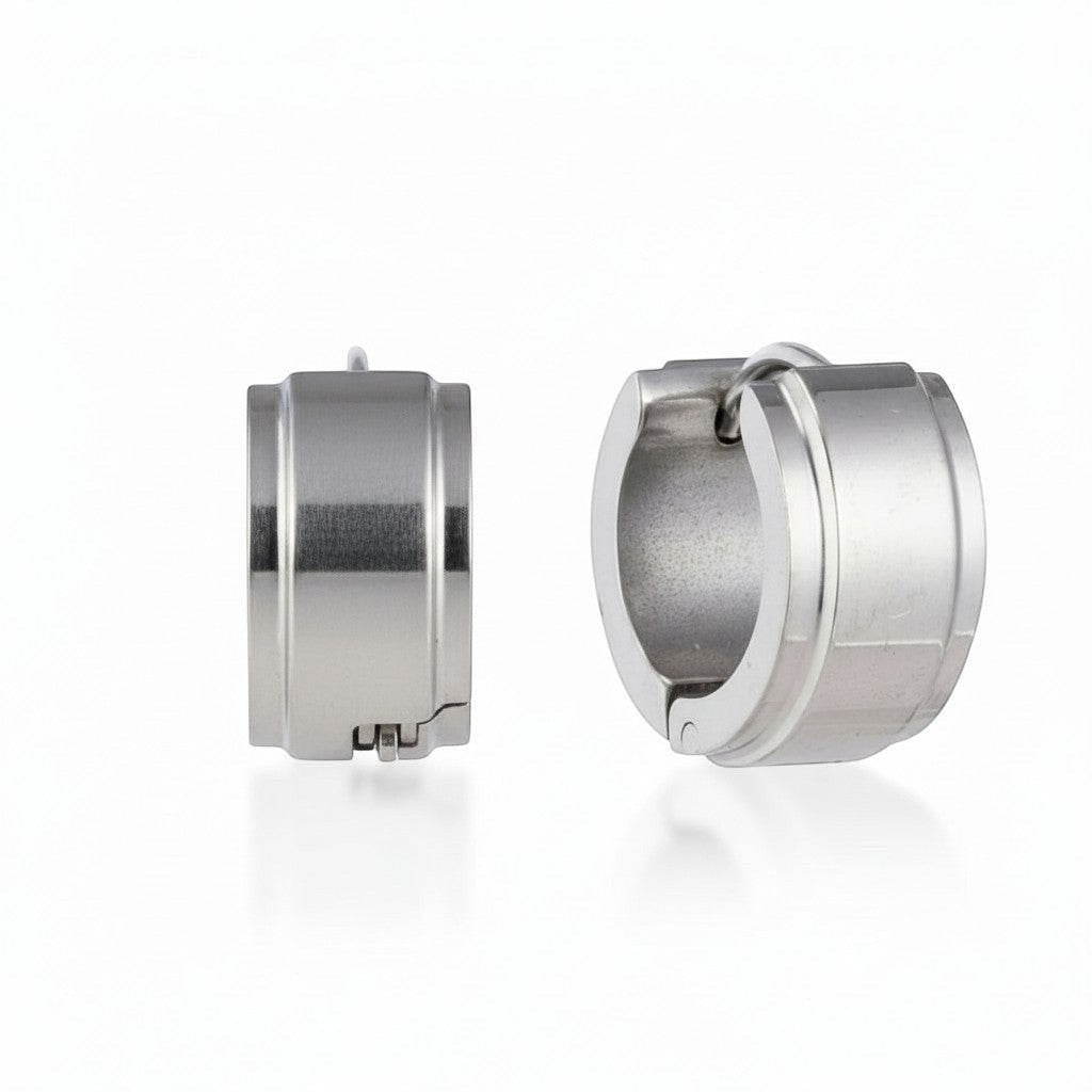 Oorringen – 13mm Mini Creool Opstaande Streep RVS Zilverkleur Unisex - Aramat Jewels - Oorringen - cadeautip