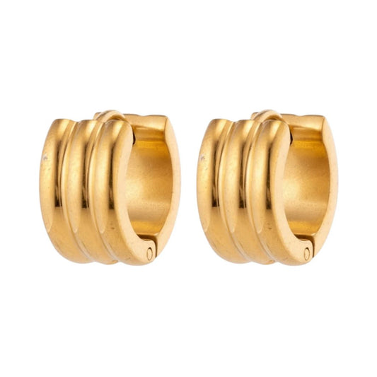 Oorringen – 13mm Mini Creool Streepdesign RVS Goudkleur Unisex - Aramat Jewels - Oorringen - cadeautip