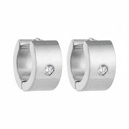 Oorringen – 13mm Mini Creool Zirkonia Accent RVS Zilverkleur Unisex - Aramat Jewels - Oorringen - cadeautip