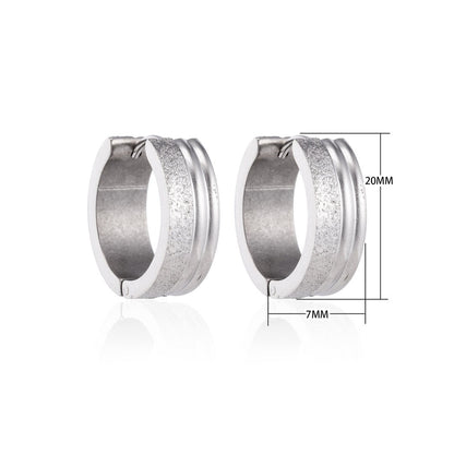 Oorringen – 20mm Creolen Duo Afwerking SandblastedGlans RVS Zilverkleur Unisex - Aramat Jewels - Oorringen - cadeautip