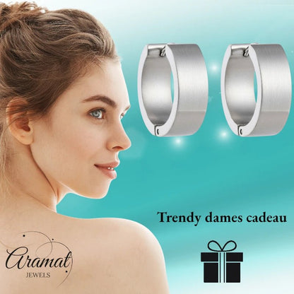 Oorringen – 20mm Creolen Glad Glanzend RVS Zilverkleur Unisex - Aramat Jewels - Oorringen - cadeautip