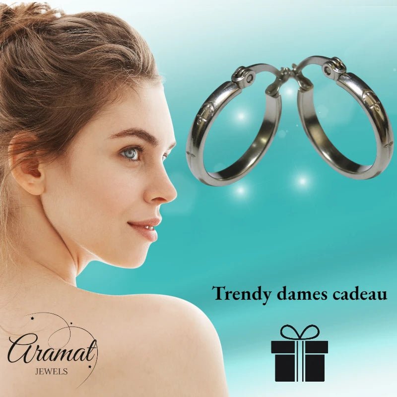 Oorringen – 20mm Creool Anker Motief RVS Zilverkleur Unisex - Aramat Jewels - Oorringen - cadeautip