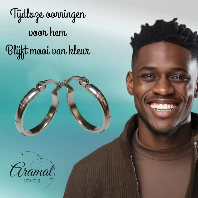 Oorringen – 20mm Creool Anker Motief RVS Zilverkleur Unisex - Aramat Jewels - Oorringen - cadeautip