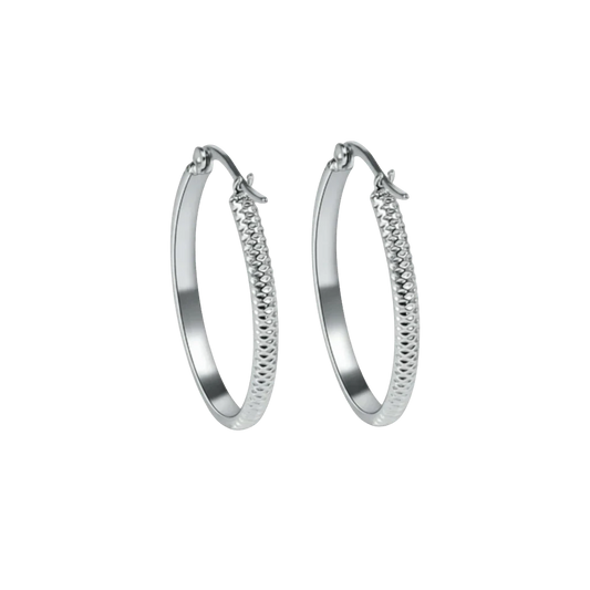 Oorringen – 20mm Creool Puntjes Patroon RVS Zilverkleur Dames - Aramat Jewels - Oorringen - cadeautip