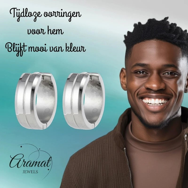 Oorringen – 20mm RVS Met Gleuf Zilverkleur Unisex - Aramat Jewels - Oorringen - cadeautip
