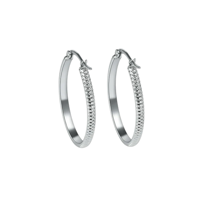 Oorringen – 30mm Creool Puntjes Patroon RVS Zilverkleur Dames - Aramat Jewels - Oorringen - cadeautip