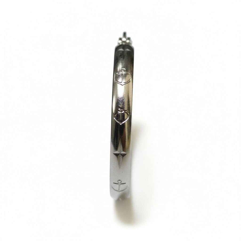 Oorringen – 35mm Creool Anker Motief RVS Zilverkleur Dames - Aramat Jewels - Oorringen - cadeautip