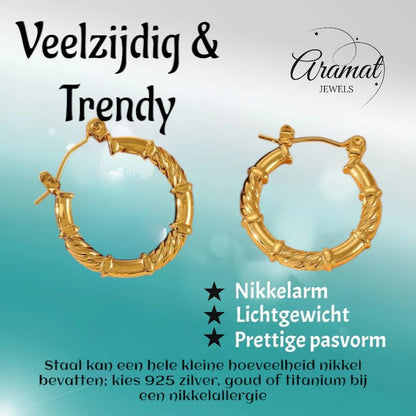 oorringen - gedraaid - glad - goudkleurig - 22mm - oor6404 - 840145 - Oorringen kopen# - 22mm - alles - cadeau